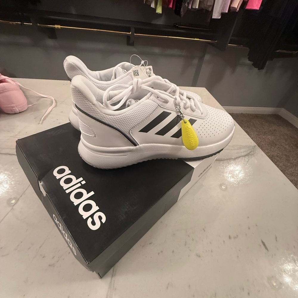 Adidas CourtSmash White and Black Tennis Shoes - Picture 3 of 8